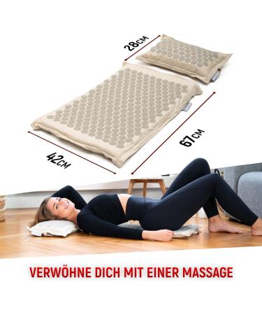 Neo-Olympus AkuPressurmatte & Pillow - Acupressure Massage Mat with 7 452 Pressure Points Coconut Fiber & Buckwheat Filling Video Instructions | International Shipping Available - Buy Online on GoSupps.com