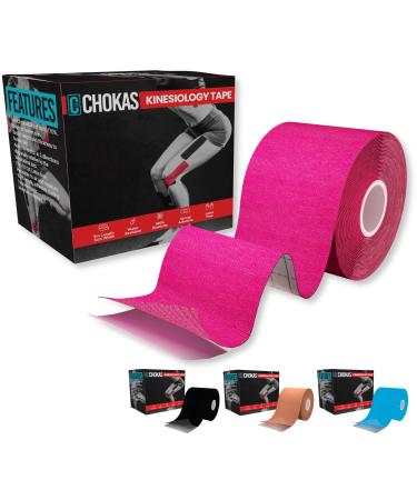 CHOKAS Kinesiology Tape 5m Roll Elastic Therapeutic Sports Tape for Shoulder Ankle Elbow Wrist shin Splints and Knee Support Waterproof Physio Body Tape for Muscle Pain Relief Boob Tape Pink