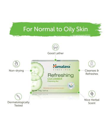 Himalaya Refreshing Cucumber Cleansing Bar 4.41 oz (Pack of 6) - Face and Body Soap for Soft Skin - Buy Online on GoSupps.com