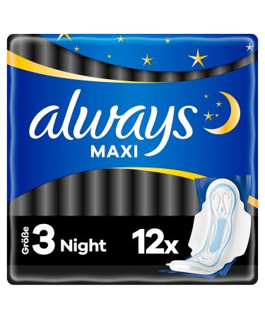 Always Maxi bind women size.3 night (12 women tapes with wings) soft and super absorbent odor -neutralizing and outlet protection 12 pieces (1 Pack) Night