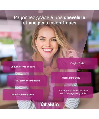 VITALDIN Gummies Cheveux Peau & Ongles 2500 g de Biotine Soin des Cheveux Avec Zinc et Vitamines C & E V ganes Sans Sucre Sans Gluten 60 Gummies 1 Mois Saveur Fraise - Buy Online on GoSupps.com