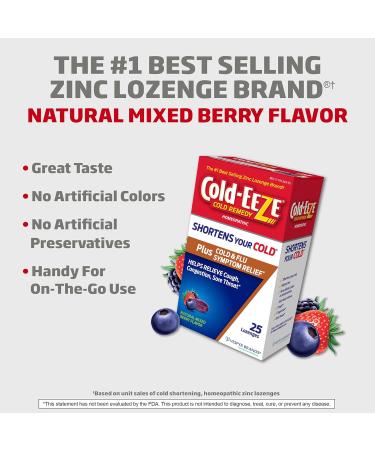 Cold-Eeze Plus Natural Mixed Berry Zinc Lozenges Multi-Symptom Relief Reduces Duration of The Common Cold Sambucus Nigra to Relieve Cold & Flu Symptoms 25 Ct Pack of 2 - Buy Online on GoSupps.com