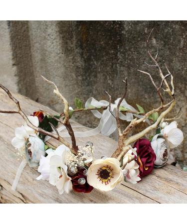 Trepveter Deer Flower Crown - Boho Floral Headpiece for Women, Maternity Photo Props, Wedding, Party & Prom - Buy Online on GoSupps.com