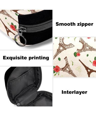 GIAPB Period Bag Sanitary Napkin Storage Holder - Eiffel Tower & Rose Color | Makeup Pouch for Women - Buy Online on GoSupps.com