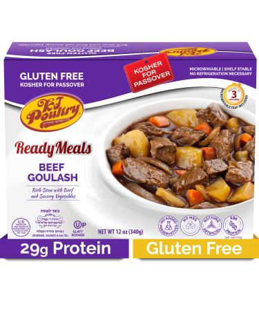 Kosher for Passover Gluten Free Food, Beef Goulash Stew with Vegetables (1 Pack) MRE Meat Meals Ready to Eat, Prepared Entree Fully Cooked, Shelf Stable Microwave Dinner, Travel