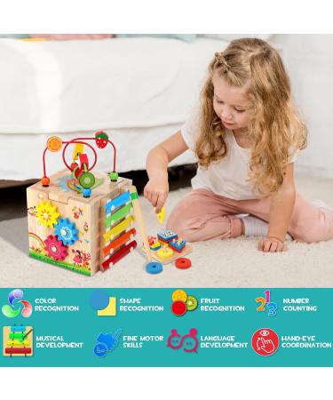 Hellowood 8-in-1 Motor Toy | Wooden Stacking & Sorting Board | Montessori Educational Toy for Toddlers (18+ months) | Blue Packaging - Buy Online on GoSupps.com