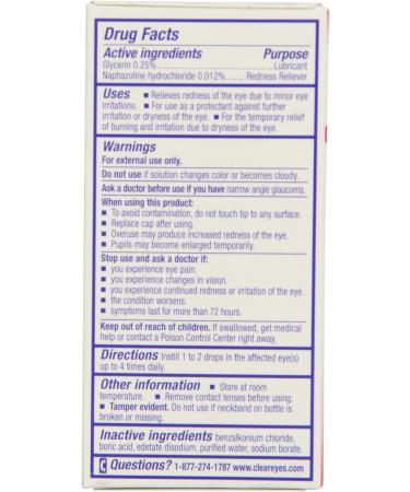Clear Eyes Redness Relief Lubricant Eye Drops - 0.5 oz (Pack of 3) | International Shipping Available - Buy Online on GoSupps.com