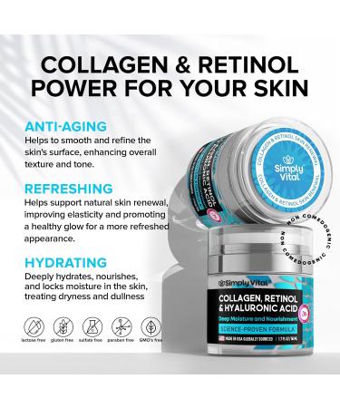 Lot de 2 hydratants anti- ge pour le visage avec r tinol collag ne et acide hyaluronique Fabriqu aux tats-Unis Cr me hydratante pour le visage pour homme et femme Cr me raffermissante et - Buy Online on GoSupps.com