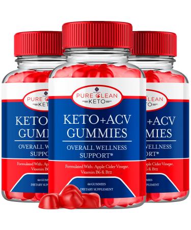 (3 Pack) Pure Clean Keto ACV Gummies Pure Clean Keto + ACV Gummies Apple Cider Vinegar Vitamin Supplement PureClean Keto Gummies Plus 1000MG ACV Wellness Support Folate Vitamin B12 (180 Gummies)