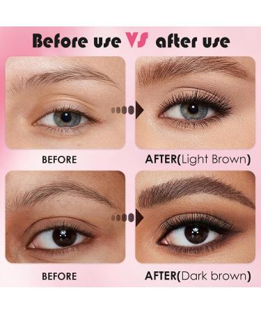  LURNODY Microblading 3D Eyebrow Pencil Set Waterproof Eyebrow Pencil Set with 4 Fork Tips for Women Eyebrow Creating Natural Eyebrows Light Brown + Dark Brown - Buy Online on GoSupps.com