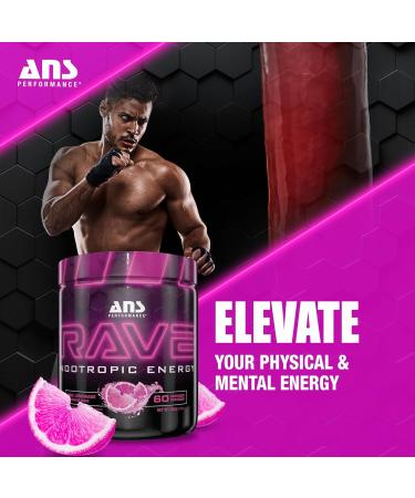 Rave Energy Supplement - 60 Servings Sugar-Free Focus & Memory Boost - Pink Lemonade Flavor - Buy Online on GoSupps.com