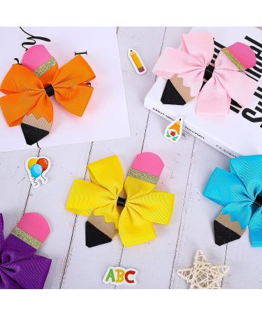Whaline 8Pcs Back to School Bow Hair Clips - Colorful Pencil Hair Bows for Girls - Cheerleader Hair Accessories - Buy Online on GoSupps.com