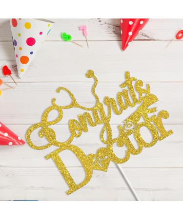 Tenhaisi Gold Glitter Congrats Doctor Cake Topper Medical School Doctor Graduation Party Decoration Supplies for Boy Girl College Graduation Cake Decor - Buy Online on GoSupps.com