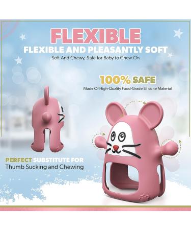 Little Pixy Silicone Baby Teether Toy for 0-6 Months | Hand Pacifier & Chew Toy for Newborns | Sensory & Car Seat Toy in Pink - Buy Online on GoSupps.com