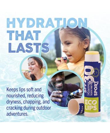 Eco Lips Classic Sport SPF 30 Broad Spectrum Sunscreen Lip Balm 6-Pack (Classic Vanilla) | Organic Moisturizing Lip Protection | Made in USA, Cruelty-Free Outdoor Lip Care - Buy Online on GoSupps.com