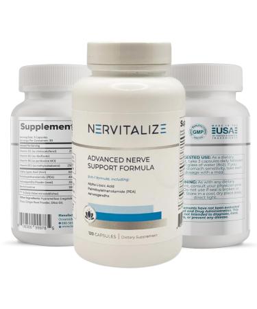 Advanced Nerve Support Formula with 600 mg Pure Alpha Lipoic Acid and Palmitoylethanolamide (PEA) Neuropathy Support Supplement - Fortify Nerves - Best Peripheral Relief Support - 120 Capsules