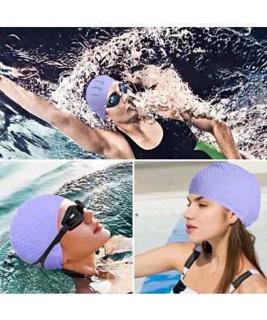 Micacorn Waterproof Silicone Bathing Cap | Unisex Adult Swimming Cap for Short & Long Hair | Anti-Slide Design in Blue - Buy Online on GoSupps.com