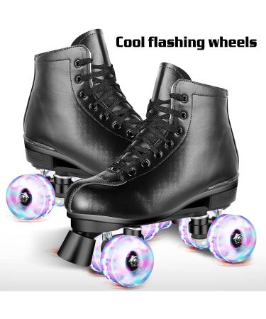 Perzcare High-top PU Leather Roller Skates for Women & Men - Black (Size 41) - Buy Online on GoSupps.com
