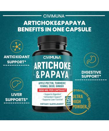 Buy 5 Months Supply Artichoke Capsules 6650mg - 150 Count | Best Seller with Papaya & Apple Pectin - International Shipping Available - Buy Online on GoSupps.com