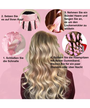 Heatless Curlers Headband - Octopus Hair Curler for Long & Medium Hair | Silk Band Lure Locks Without Heat - Pink | Perfect Hair Styling Tool for Women & Girls - Buy Online on GoSupps.com