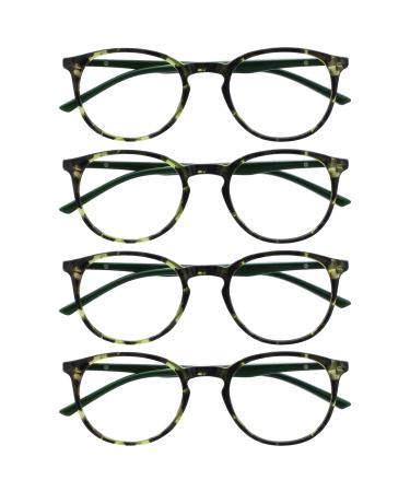 Opulize met reading glasses 4 Pack slim round frame spring hinges scratch-resistant green tortoise solid bracket men women rrrr60-6 +1.00 green tortoise front with moss-green arms +1.00 dioptries - Buy Online on GoSupps.com