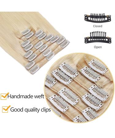 SEGO Clip-In Extensions | Real Remy Human Hair | Platinum Blonde #60 | 18 (45cm) | Heat-Resistant & Smooth | 80g - Buy Online on GoSupps.com