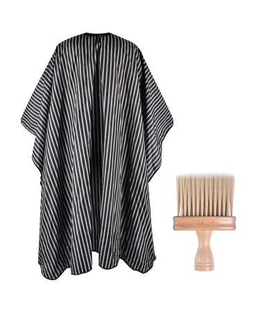 FaHaner Barber Cape and Neck Duster Brush Set, 57 x 65 inch Large Haircut Cape for Salon with Adjustable Snap, Closure Extra Long Haircut Apron Perfect for Hair stylists and Barbers