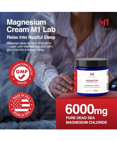 M1 Labs 6000mg Magnesium Topical Cream 4.3 oz Unscented & Fast-Absorbing Magnesium Chloride Cream for Neuropathy Muscle & Sleep Support Paraben-Free Non-GMO for Relaxation Support & Hydration - Buy Online on GoSupps.com