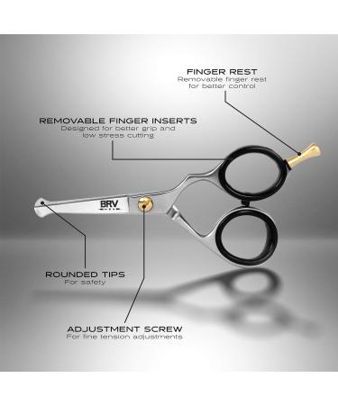 BRV MEN German Steel Rounded-Tip Scissors 10.6cm - Professional Grooming Scissors for Beard, Moustache, Nose, and Ear Hair Trimming - 100% Stainless Steel (Silver) - Buy Online on GoSupps.com