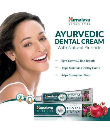 Himalaya Ayurvedic Dental Cream - Neem & Pomegranate Toothpaste | Gum Protection Cavity Prevention & Natural Fluoride | 100g (3 Pack) - Buy Online on GoSupps.com
