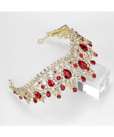 NODG Red Crystal Crown for Women - Princess Queen Vintage Tiara for Birthday, Wedding, Prom - Bridal Hair Accessory for Girls and Adults - Buy Online on GoSupps.com
