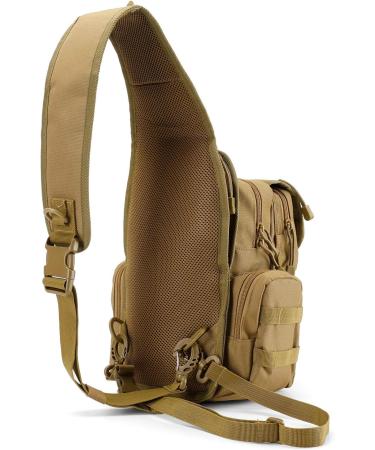 G4Free Tactical Breast Pocket Military Shoulder Bag | Molle Army Crossbody Sling Pack for Travel Hiking & Camping - Tan - Buy Online on GoSupps.com