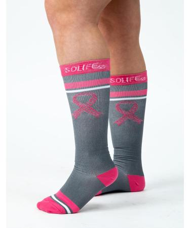 Graduated Copper Compression Socks 15-20 mmHg for Women & Men - All Day Wear Perfect for Running & Nursing - Large-X-Large Pink Survivor - Buy Online on GoSupps.com