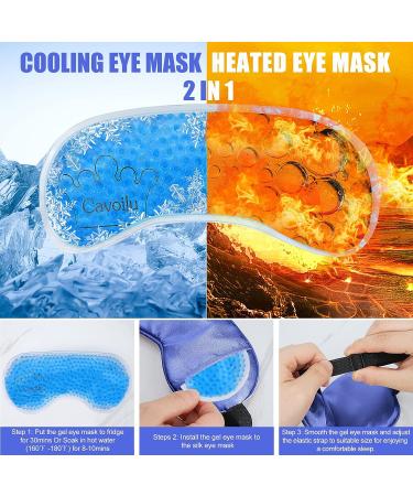 Cavoilu Cooling Silk Sleep Mask with Gel Eye Mask - Hot & Cold Eye Masks for Dark Circles, Puffiness - Blindfold Eye Cover for Home, Office, Travel - Blue - Buy Online on GoSupps.com