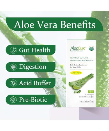 AloeCure Organic Aloe Vera Juice - 8 Bottle Sample Pack - Lemon Natural Flavor 8x500ml - Buy Online on GoSupps.com