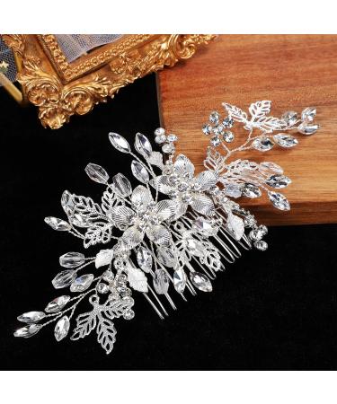 Healeved Rhinestone Flower Hair Side Combs Crystal Bride Wedding Hair Comb Bridal Headpieces Bridesmaid Hair Accessories Hair Styling Side Comb - Buy Online on GoSupps.com