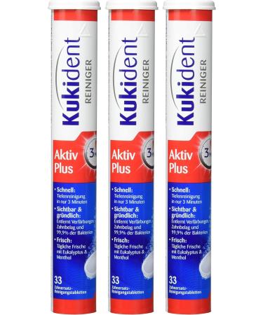 Kukident Aktiv Plus Denture Cleaning Tablets - Pack of 3 (99 Tablets) | Ultimate Freshness & Care | International Shipping Available - Buy Online on GoSupps.com