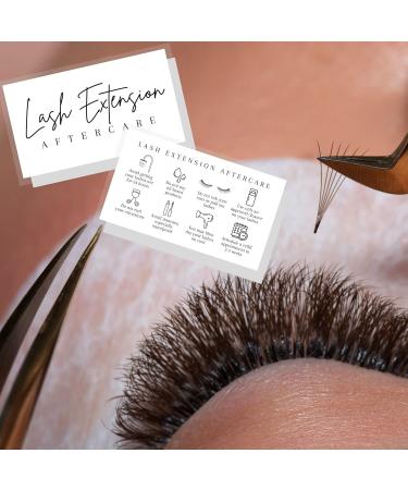 Lash Aftercare Extension Care Cards - 50 Pack | Eyelash False 2x3.5 Symbols | 2-3 Week Refill Instructions | Minimalist Gold Foil | Pink, White, and Black | Extension Care Guide - Buy Online on GoSupps.com