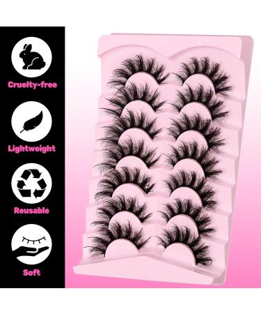 Veleasha Mink Spiky Cat Eye Lashes | 7 Pairs Fluffy 3D Dramatic False Eyelashes | 16-26mm Eyelash Extensions Look - Buy Online on GoSupps.com