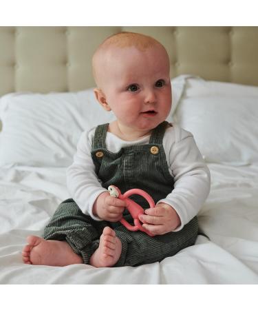 Matchstick Monkey Pink Antimicrobial Silicone Teether | BPA Free | Easy-to-Grip Design | 3+ Months | Gel Applicator | 11cm - Buy Online on GoSupps.com