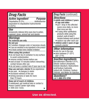 HealthCareAisle Eye Allergy Itch Relief - Olopatadine Hydrochloride Ophthalmic Solution USP 0.2% 2.5mL Eye Allergy Drops 0.08 Fl Oz (Pack of 1) Relief - Buy Online on GoSupps.com