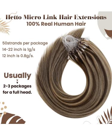 Hetto Real Hair Extensions - Microring Balayage & Smooth Remy Dark Brown with Red Blonde #4/27 55cm 50g - Premium Quality Hair Recovery - Buy Online on GoSupps.com