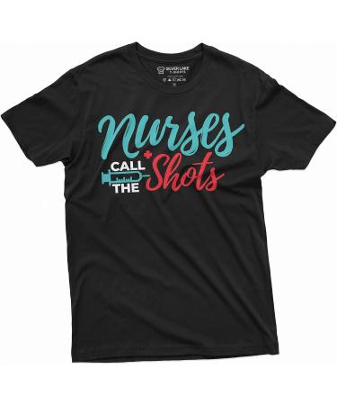 Funny Nurses Day T-Shirt | 'Nurses Call The Shots' Syringe Tee for RN & CNA | Large Grey Medical Worker Shirt - Buy Online on GoSupps.com