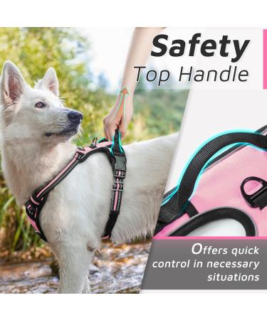 Eagloo Large Dog Harness - Adjustable Anti-Train Control Harness for Labrador - Reflective Strips Pink - 1 Pack - Buy Online on GoSupps.com