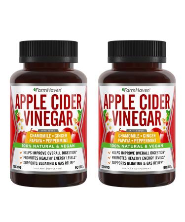 Apple Cider Vinegar Capsules with Ginger Papaya & Chamomile | 1390mg | Supports Digestion Immunity | Like with Mother | Non-GMO & 100% Natural | 180 Capsules