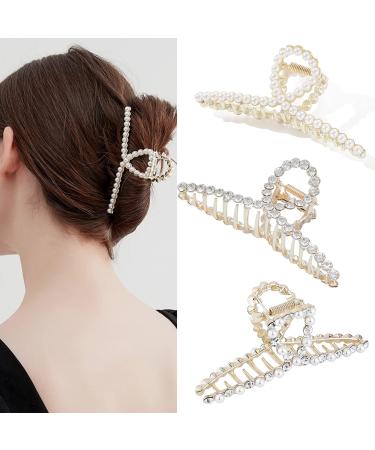 Hair clips women metal hair clip large - thick hair tocess hair gripper slipproof hairpise pearls hair clips rhinestone gold hair claw clips hair clasp for women