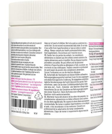 PINK SUN Organic Spirulina Tablets 1000 x 500mg | Gluten Free, Non GMO | Certified Organic by The Soil Association | Vegetarian and Vegan Friendly | 500g Bulk Buy - Buy Online on GoSupps.com