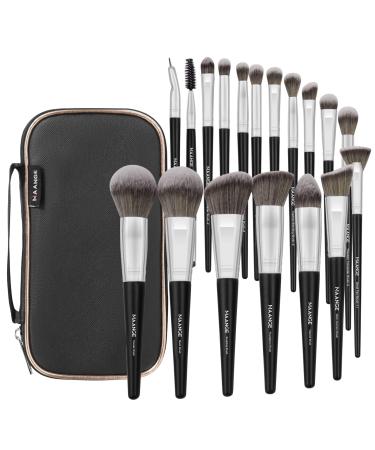Brush set make -up 18 pieces of professional premium synthetic make -up brush with bag foundation kabuki eye travel make up brush sets (black silver) - Buy Online on GoSupps.com