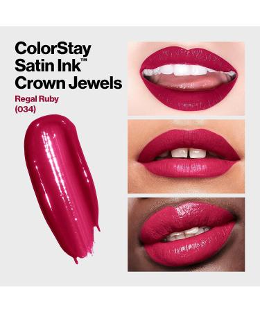 REVLON ColorStay Satin Ink Crown Jewels Liquid Lipstick - Regal Ruby 0.17 Fl Oz | Longlasting, Waterproof, Moisturizing Formula - Buy Online on GoSupps.com