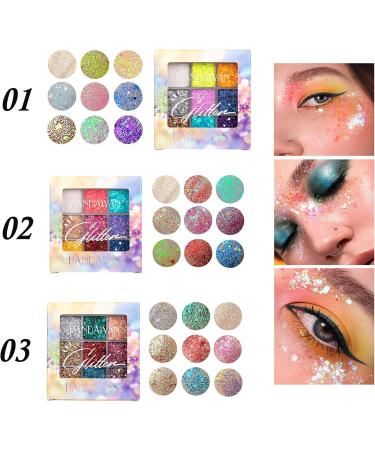 SOMGKINE Eyeshadow Glitter Eyeshadow 9 Color Palette Shiny Eyeshadow Pearlescent Makeup Highly Pigmented Shine Matte Glitter Makeup Palette Longlasting Waterproof 02 - Buy Online on GoSupps.com